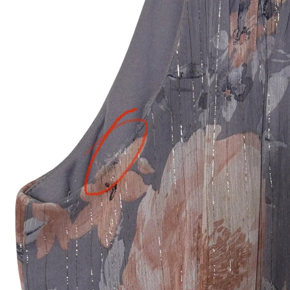 R&M Richards Women’s Floral Halter Maxi Dress Gray & Mauve Size 4P - Picture 12 of 12